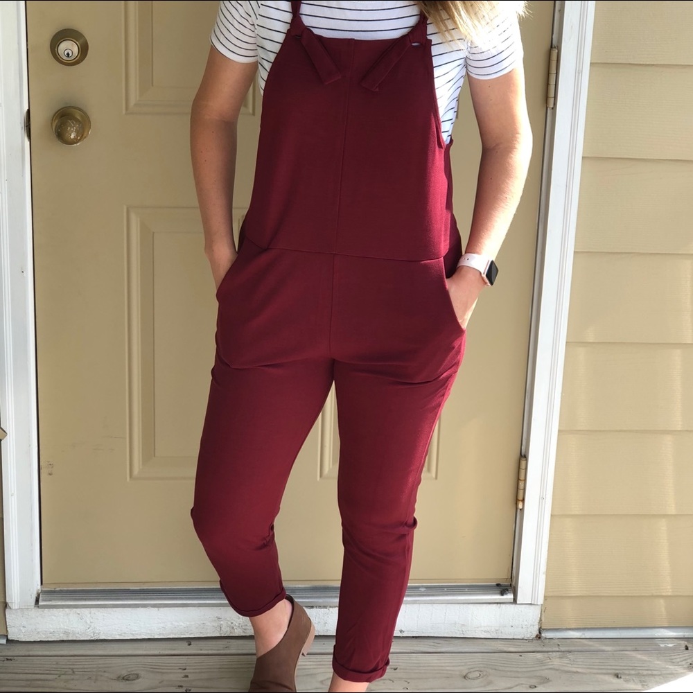 Burgundy Overall Jumpsuit
